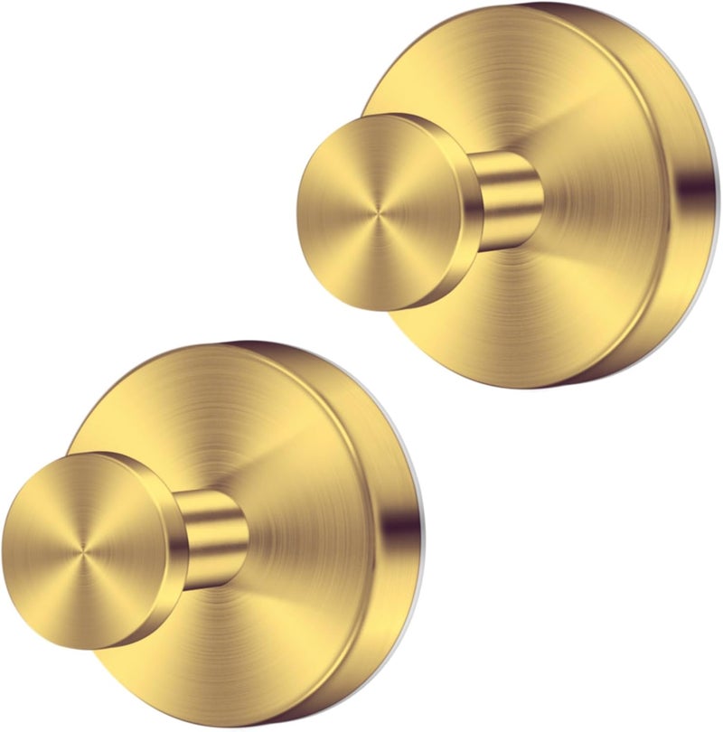 Fasbeu Gold Waterproof Suction Cup Hooks, 2-Pack Heavy Duty Stainless Steel No Drill Shower Hooks for Hanging Towels, Robes, Loofahs, Holder Holds Strong on Tile, Glass, Mirror, Wall, Bathroom Door - Image 1